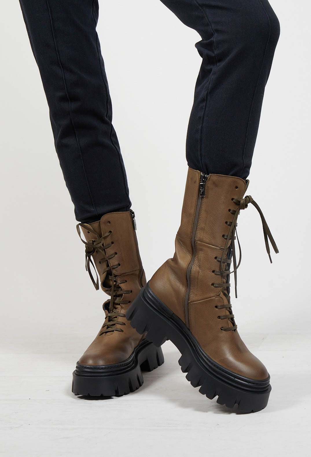 Ankle Lace Up Boots in Gasoline Barbados