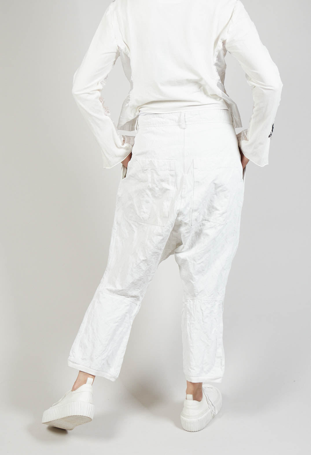 Ash Drop Crotch Trousers in Starwhite