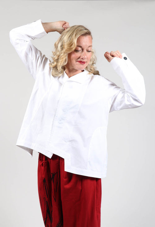 Asymmetric Hem Shirt in White
