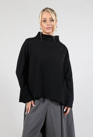 Asymmetric Jersey Top in Black