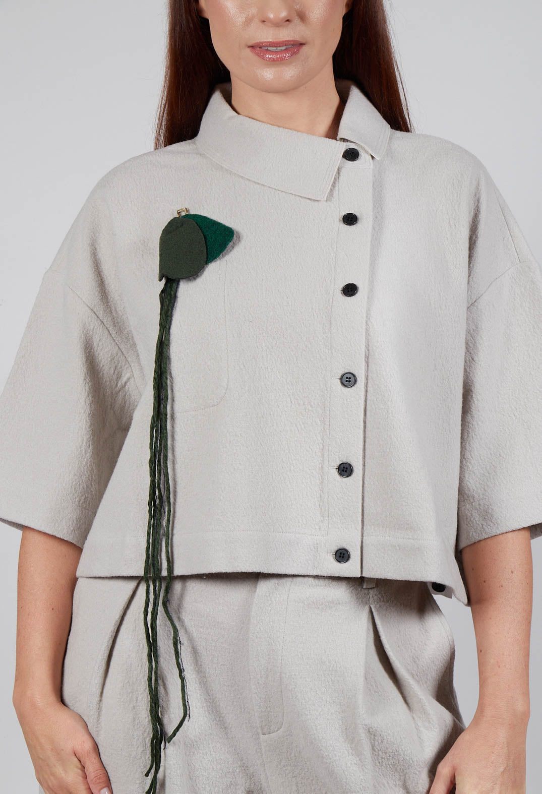 Asymmetric Point Collar Shirt in Cream