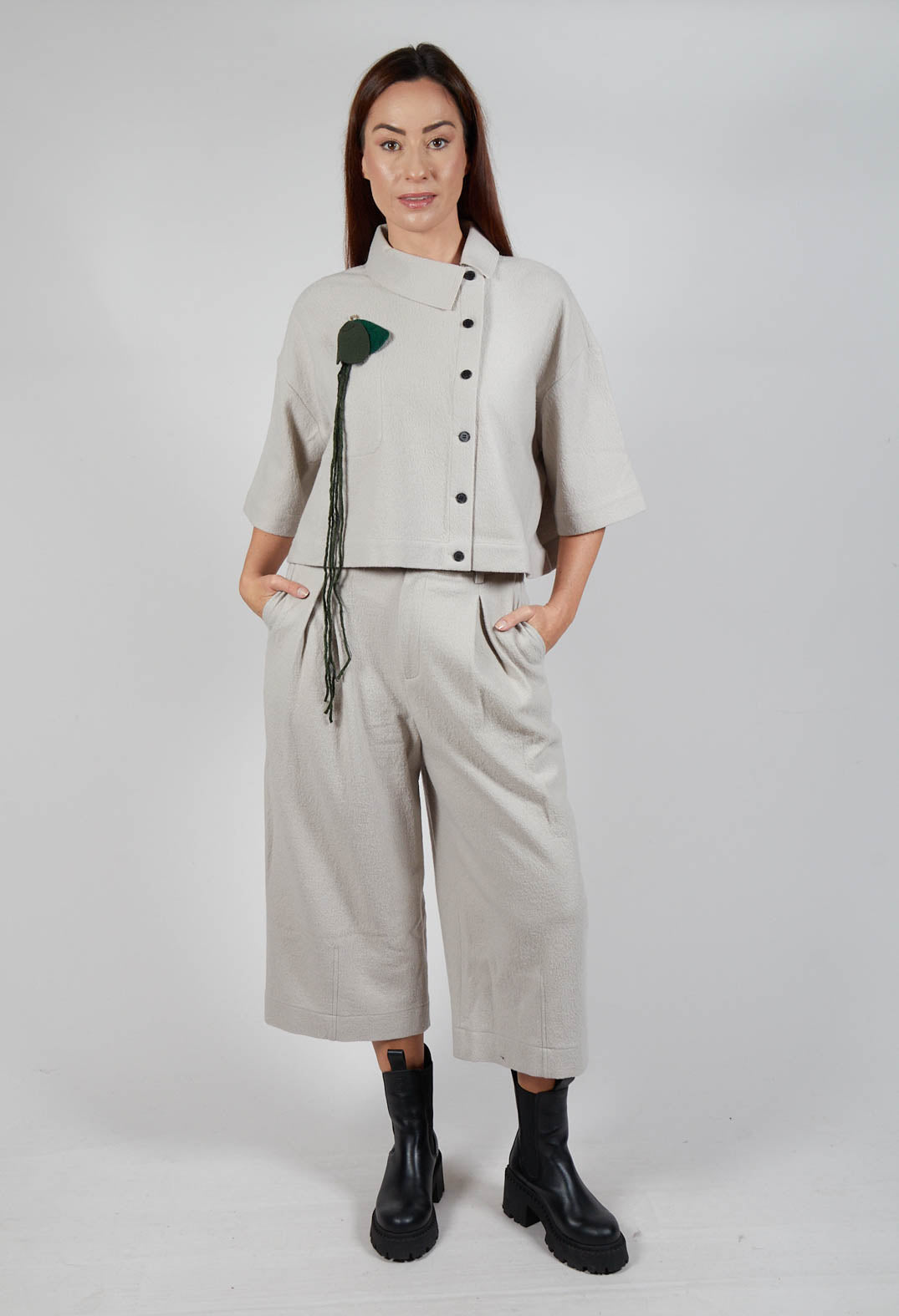Asymmetric Point Collar Shirt in Cream
