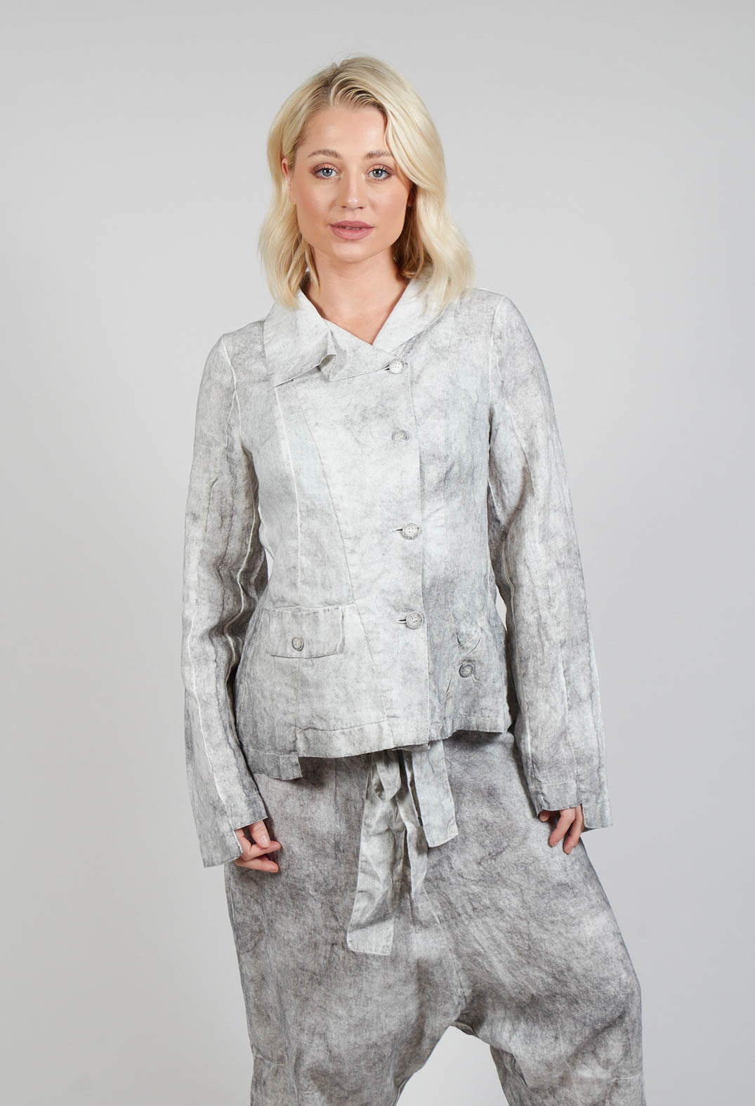 Asymmetric Short Jacket in Dark Marble