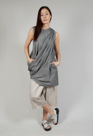 Asymmetrical Dress in Tela Paracadute Tinto Freddo Grey Storm