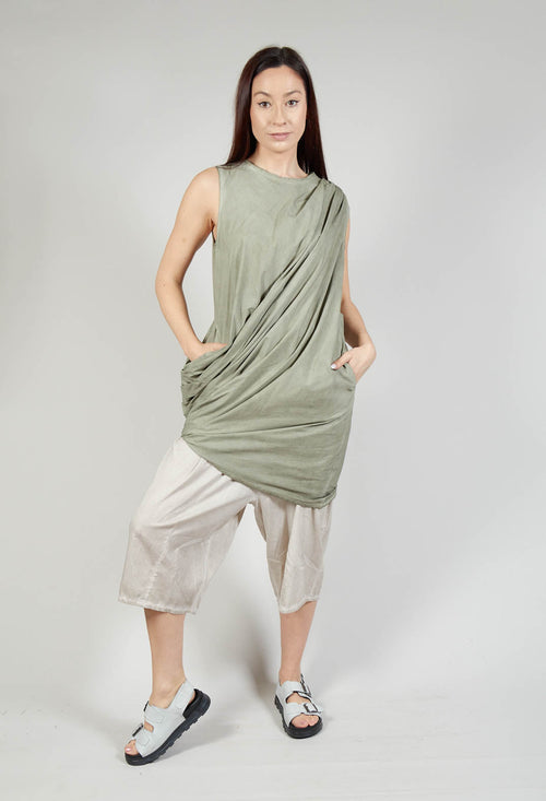 Asymmetrical Dress in Tela Paracadute Tinto Freddo Olive