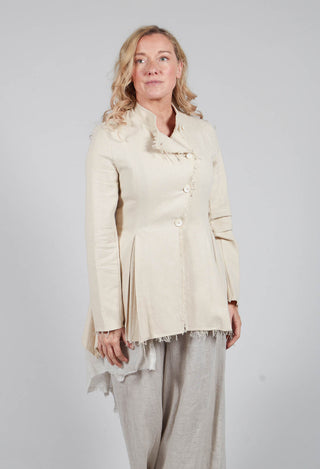 Asymmetrical Jacket in Cotone and Garza Di Lino Sand