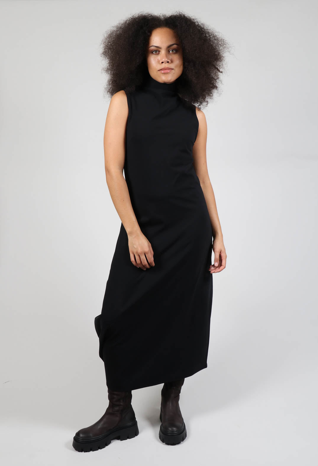 Asymmetrical Long Dress in Black