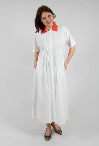 Atlas Cotton Dress in White