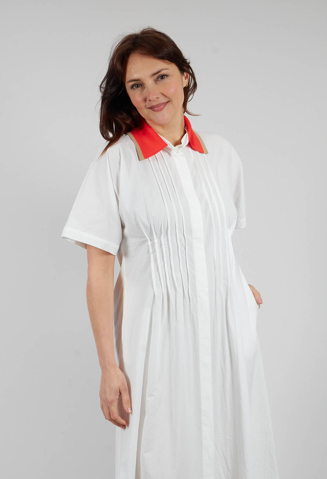 Atlas Cotton Dress in White