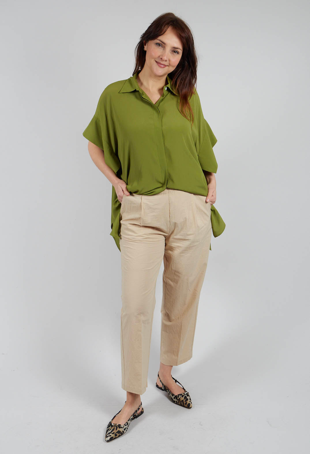 Atlas Cotton Poplin Trousers in Desert Mist
