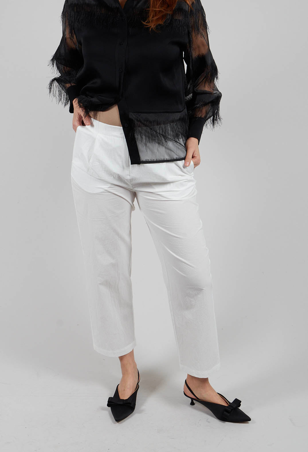 Atlas Cotton Poplin Trousers in White