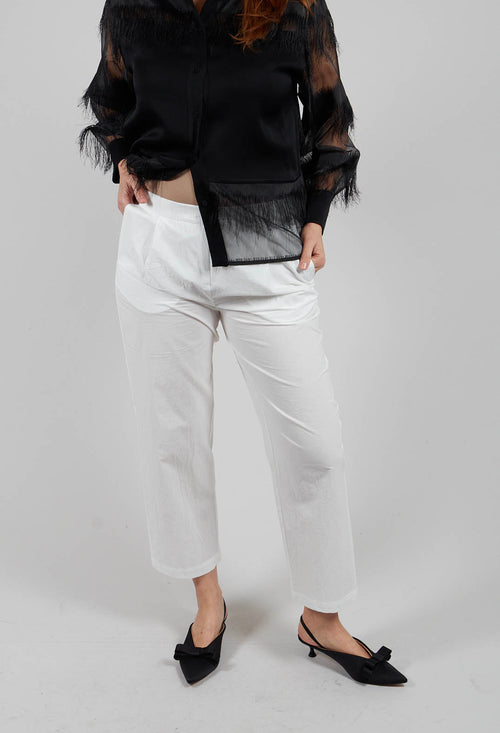 Atlas Cotton Poplin Trousers in White