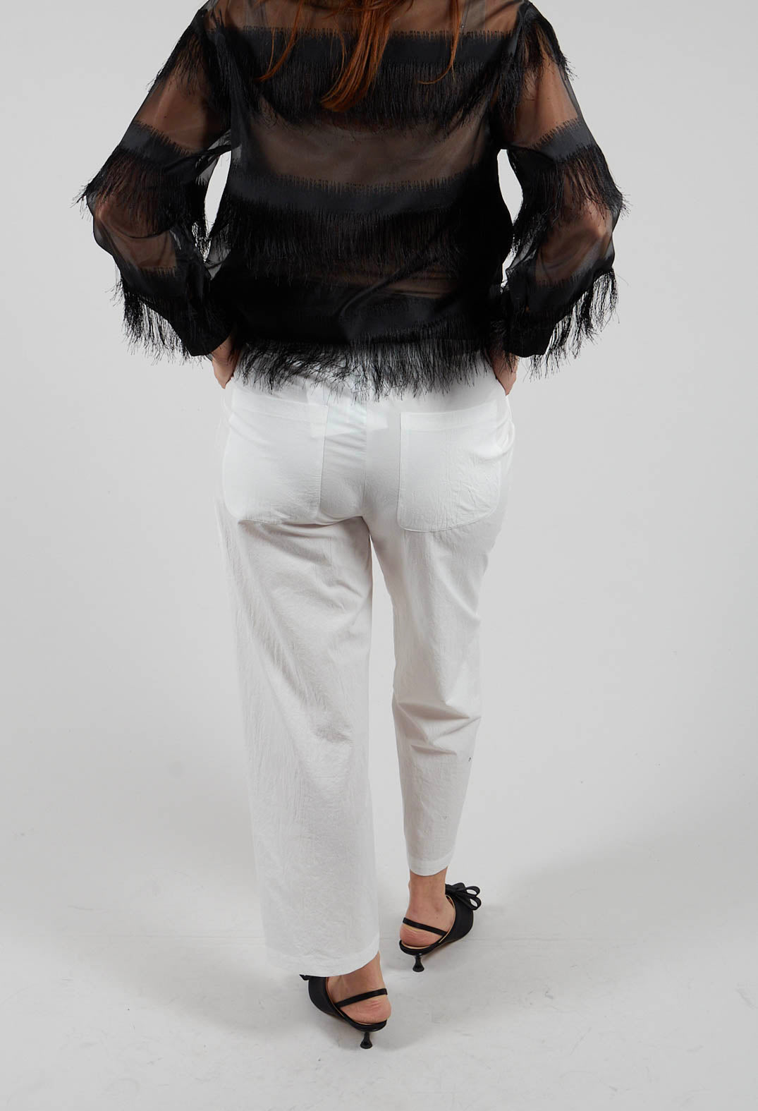 Atlas Cotton Poplin Trousers in White