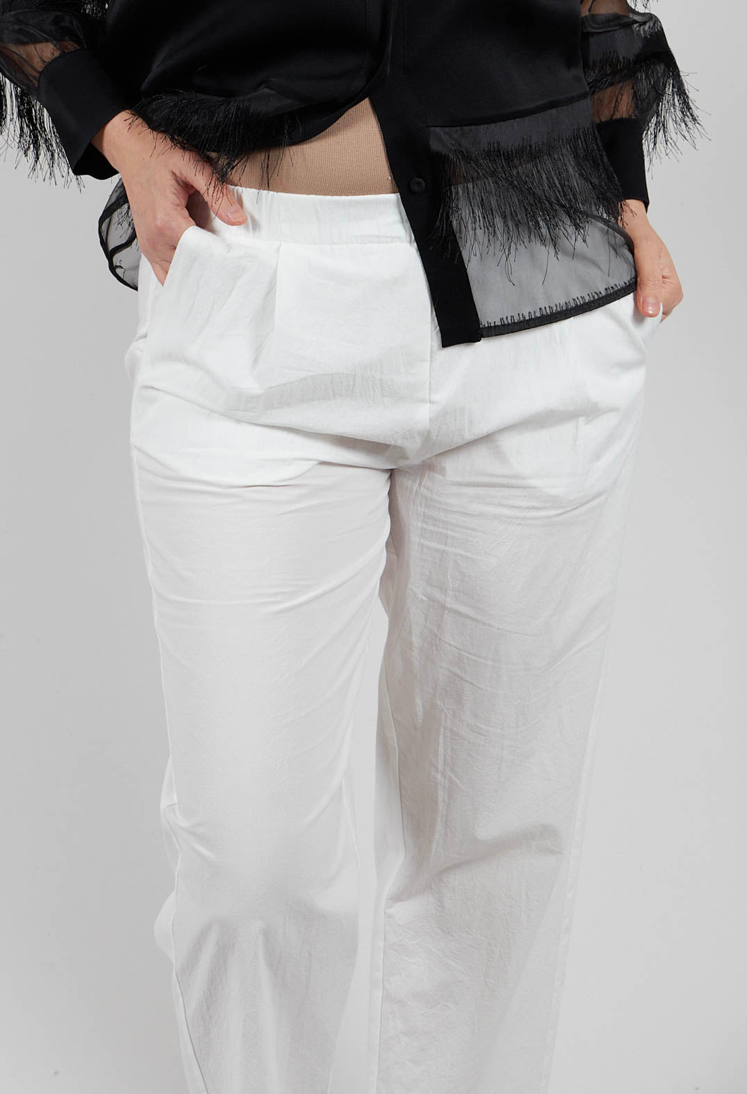 Atlas Cotton Poplin Trousers in White