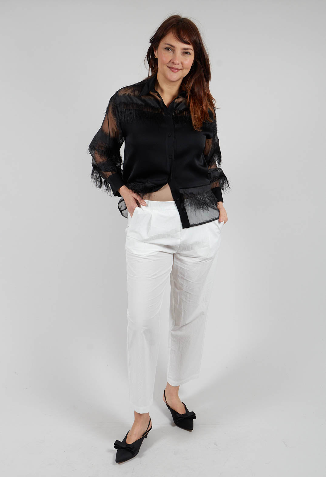 Atlas Cotton Poplin Trousers in White