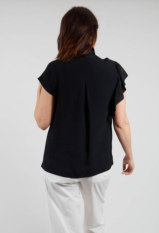 Aura Satin Asymmetrical Blouse in Black