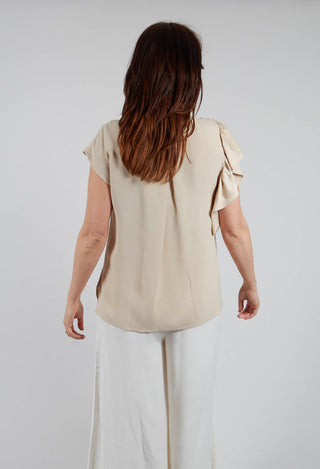 Aura Satin Asymmetrical Blouse in Sea Salt