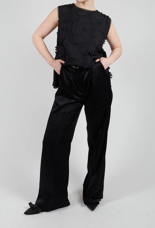 Aura Satin Trousers in Black