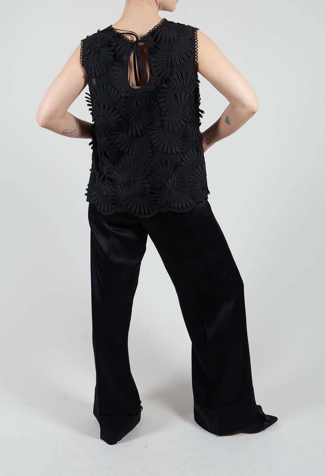 Aura Satin Trousers in Black