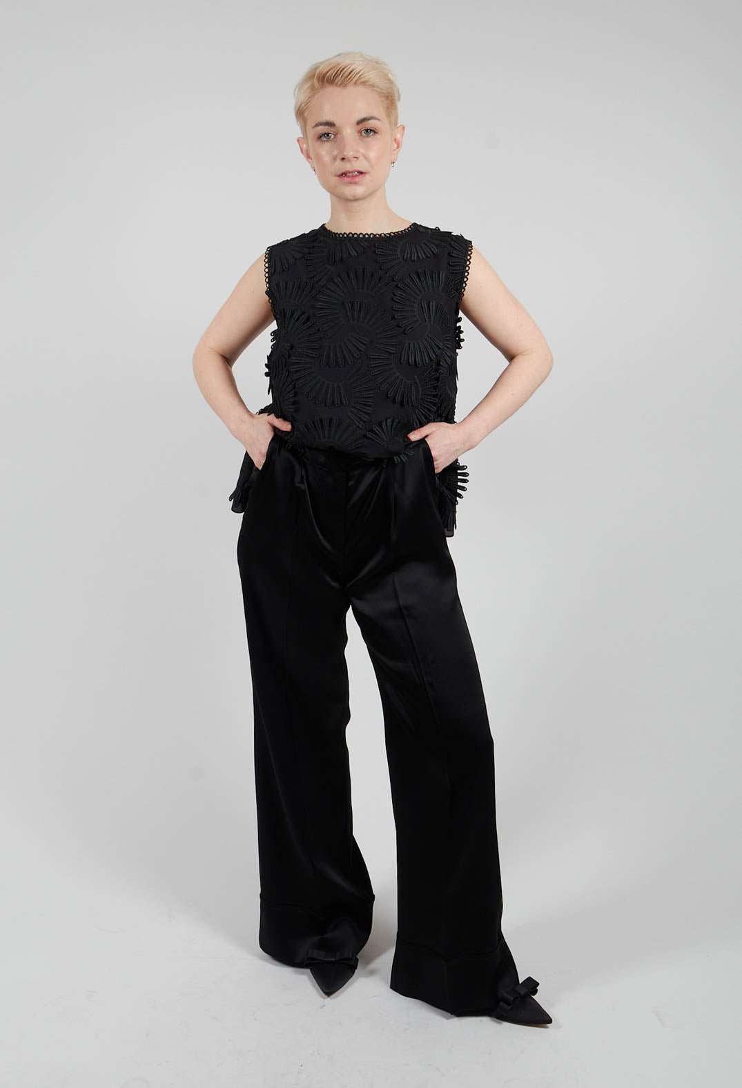Aura Satin Trousers in Black