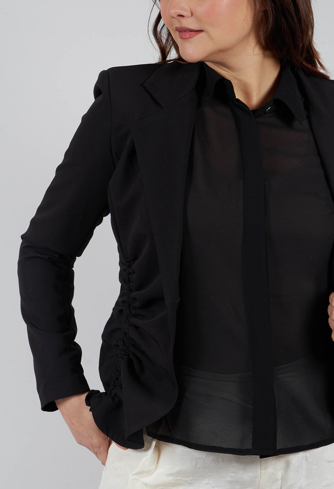 Aysmmetric Jacket in Fluido Black