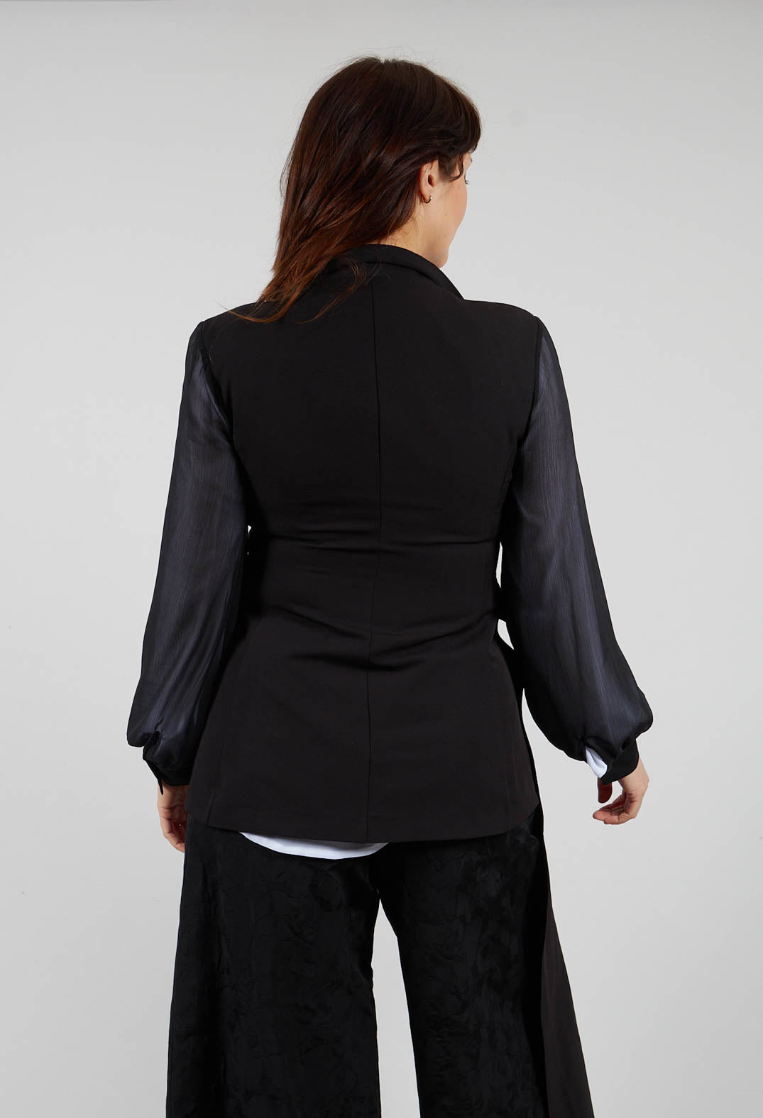Aysmmetric Jacket with Georgette Lined Nero