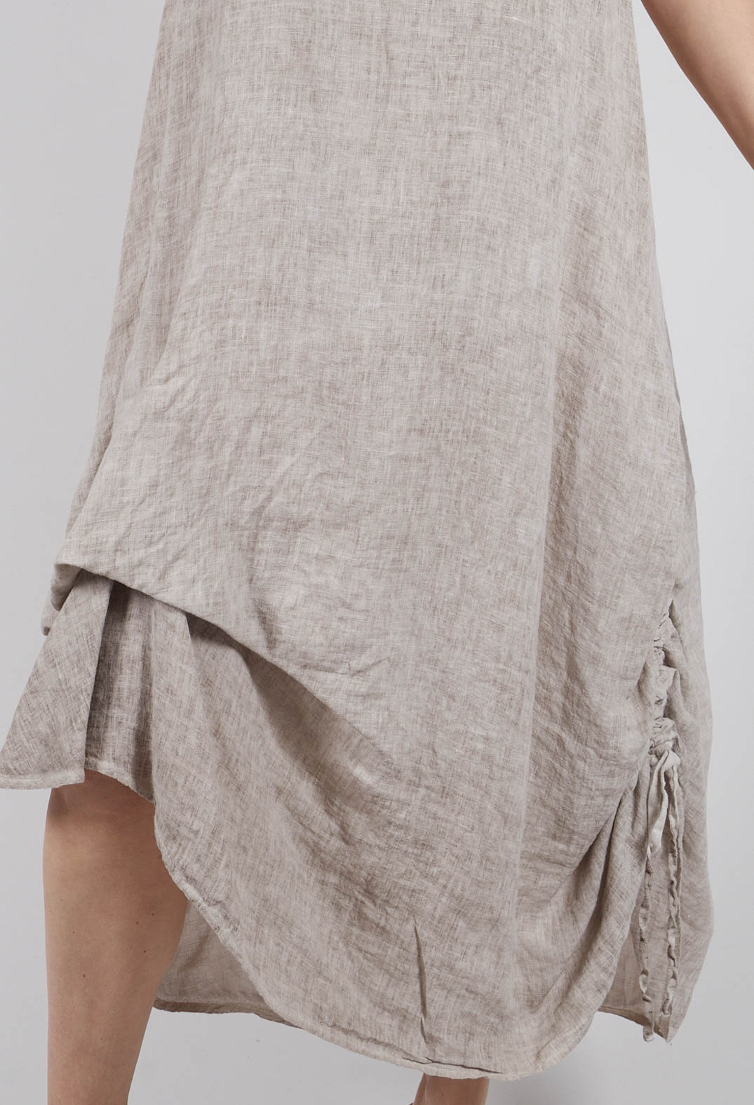 Aysmmetric Linen Dyed Maxi Dress in Sand