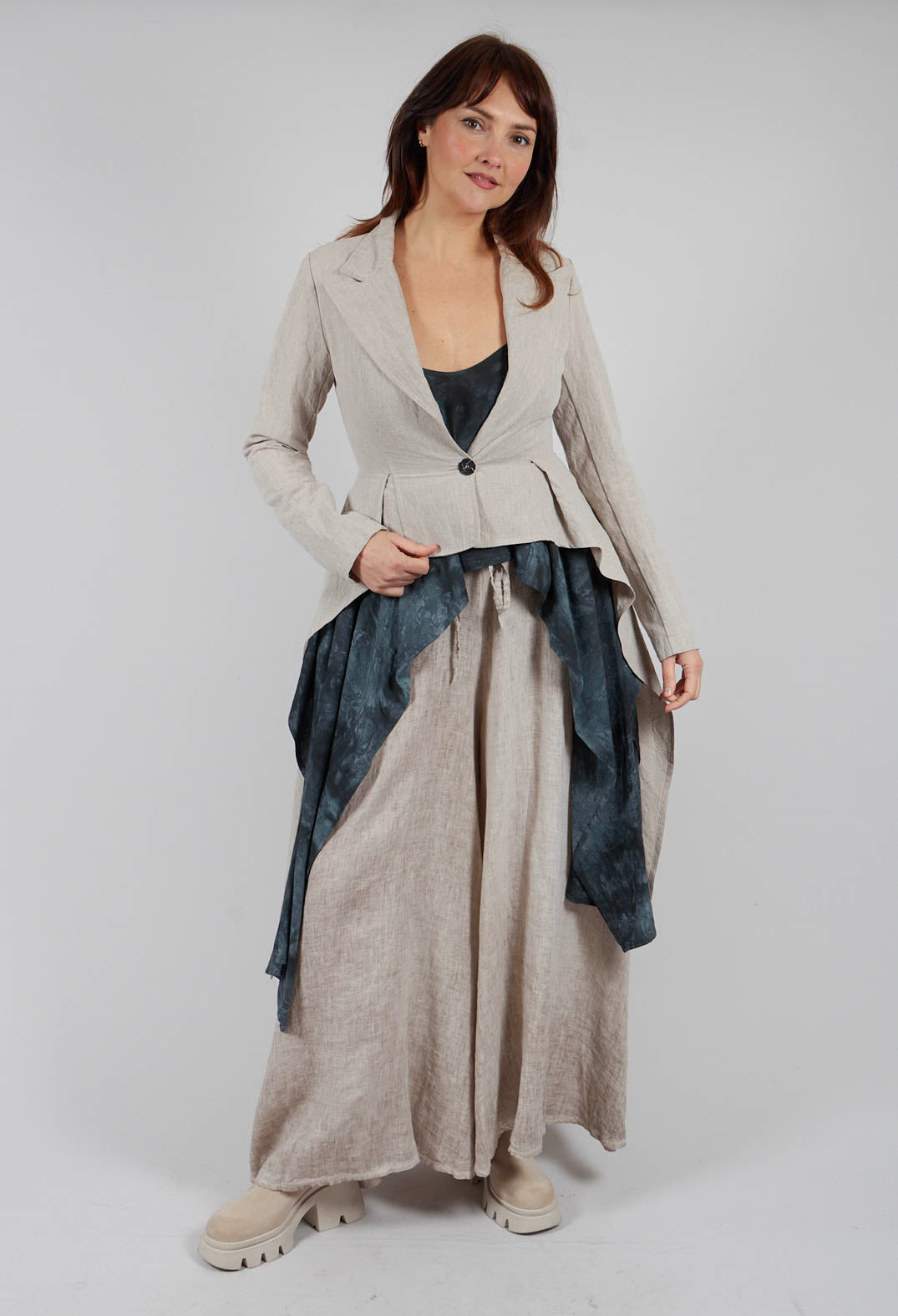 Aysmmetric Linen Jacket in Sand