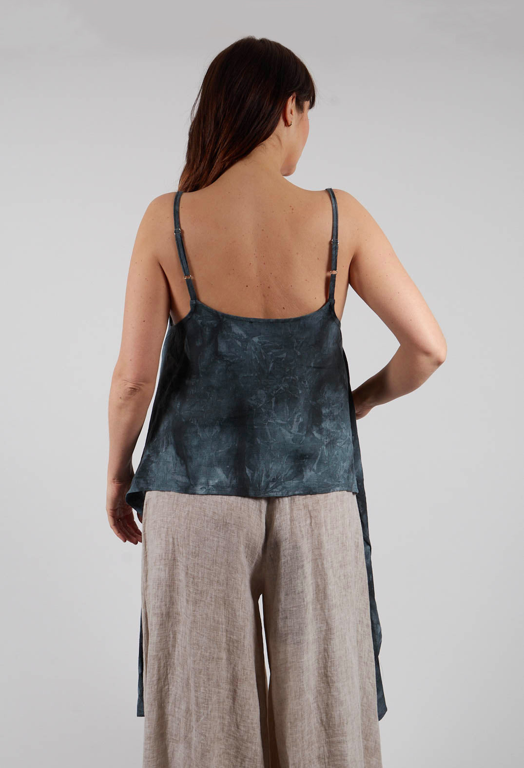 Aysmmetric Linen Tank Top in Nero