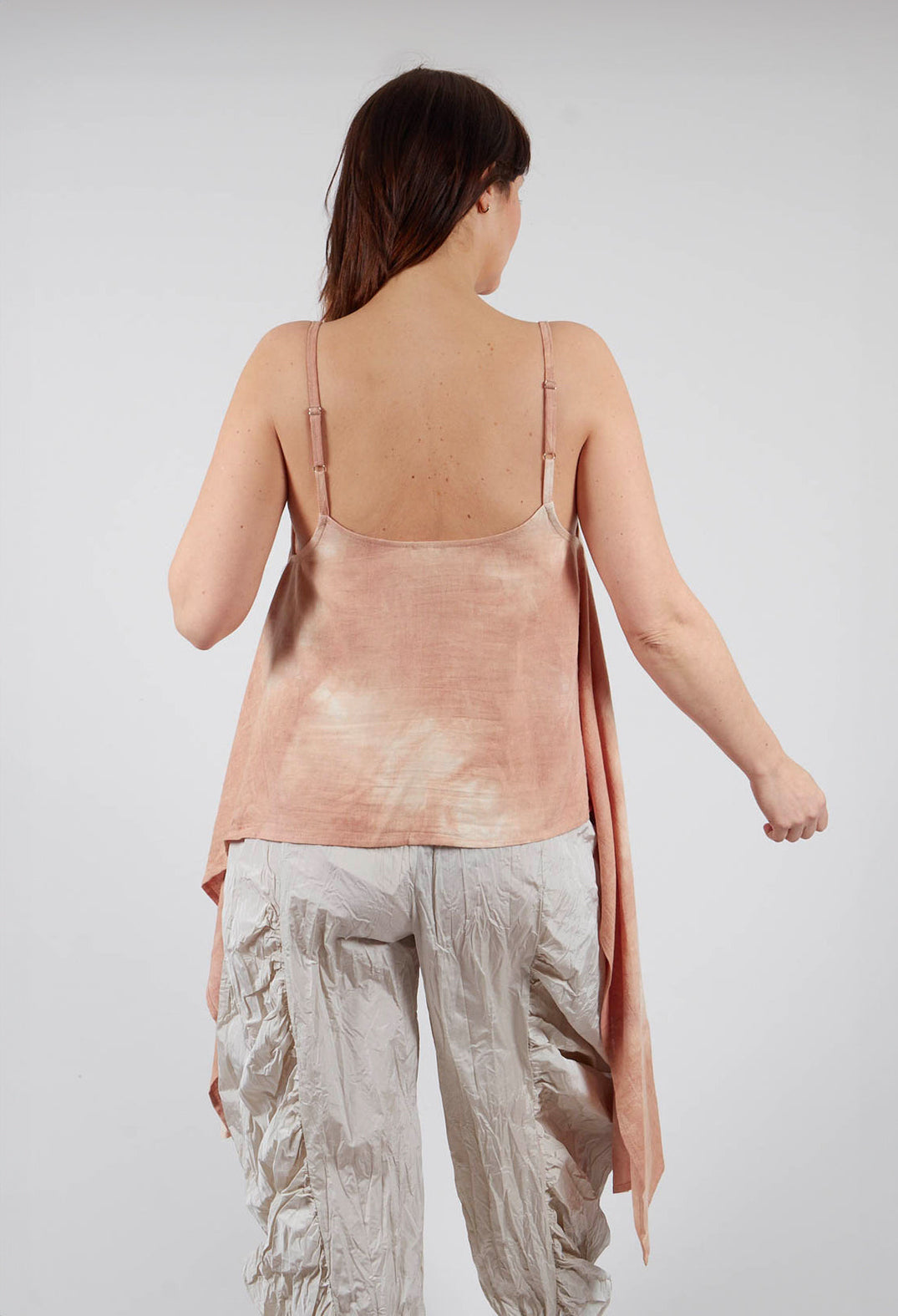 Aysmmetric Linen Tank Top in Sand