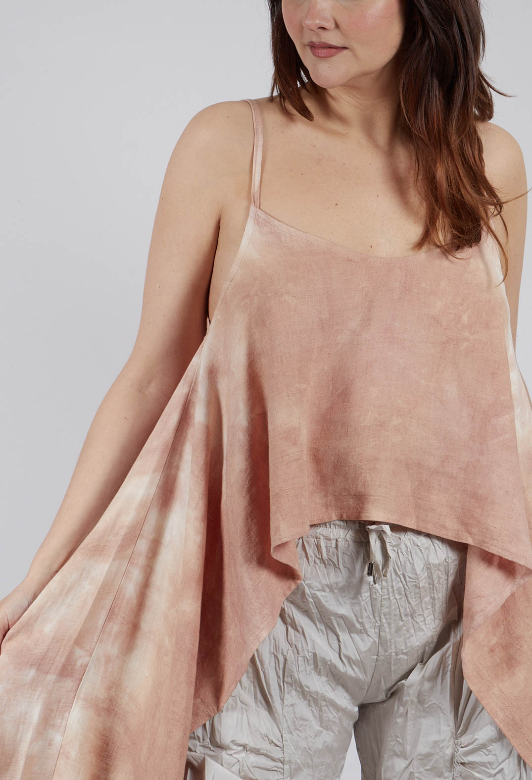 Aysmmetric Linen Tank Top in Sand