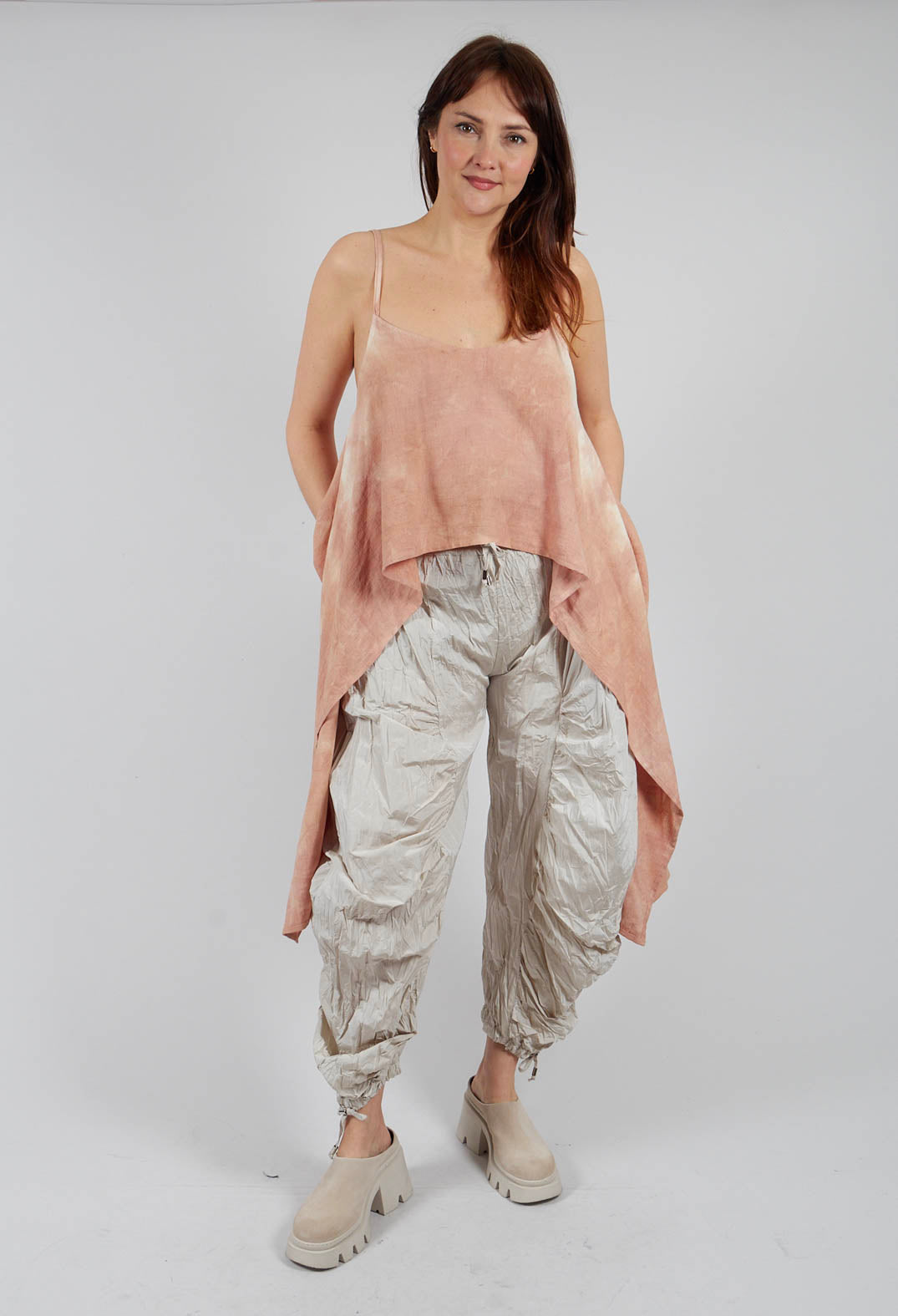 Aysmmetric Linen Tank Top in Sand