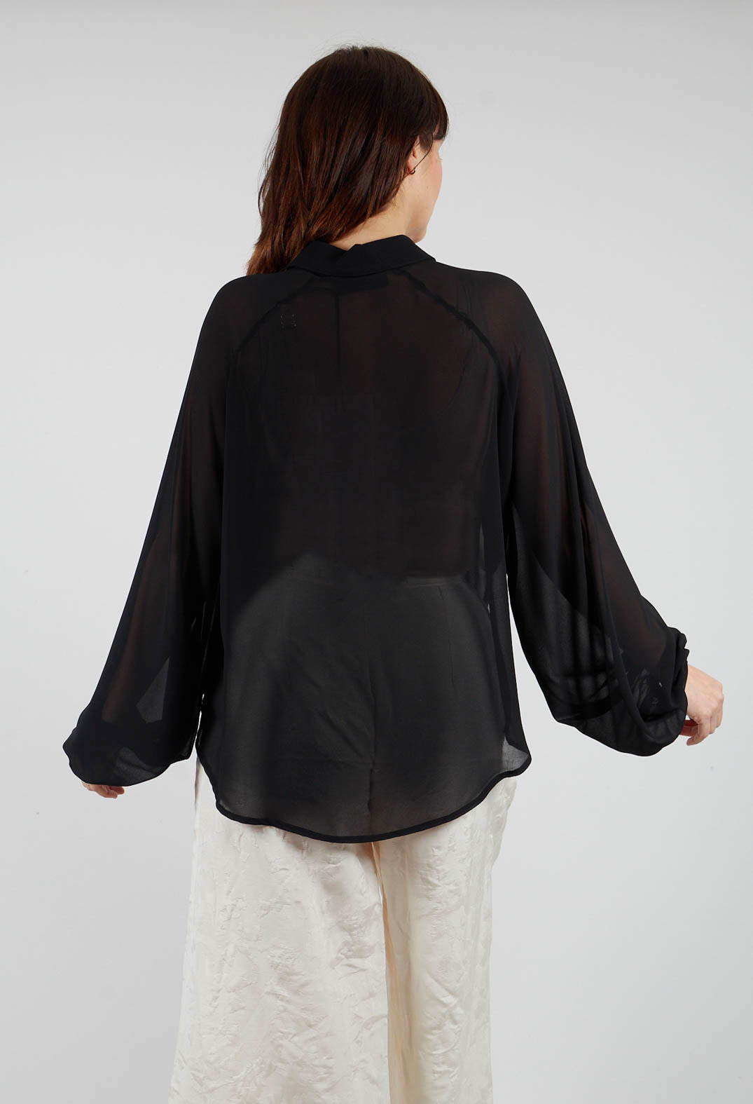Aysmmetric Shirt in Georgette Black