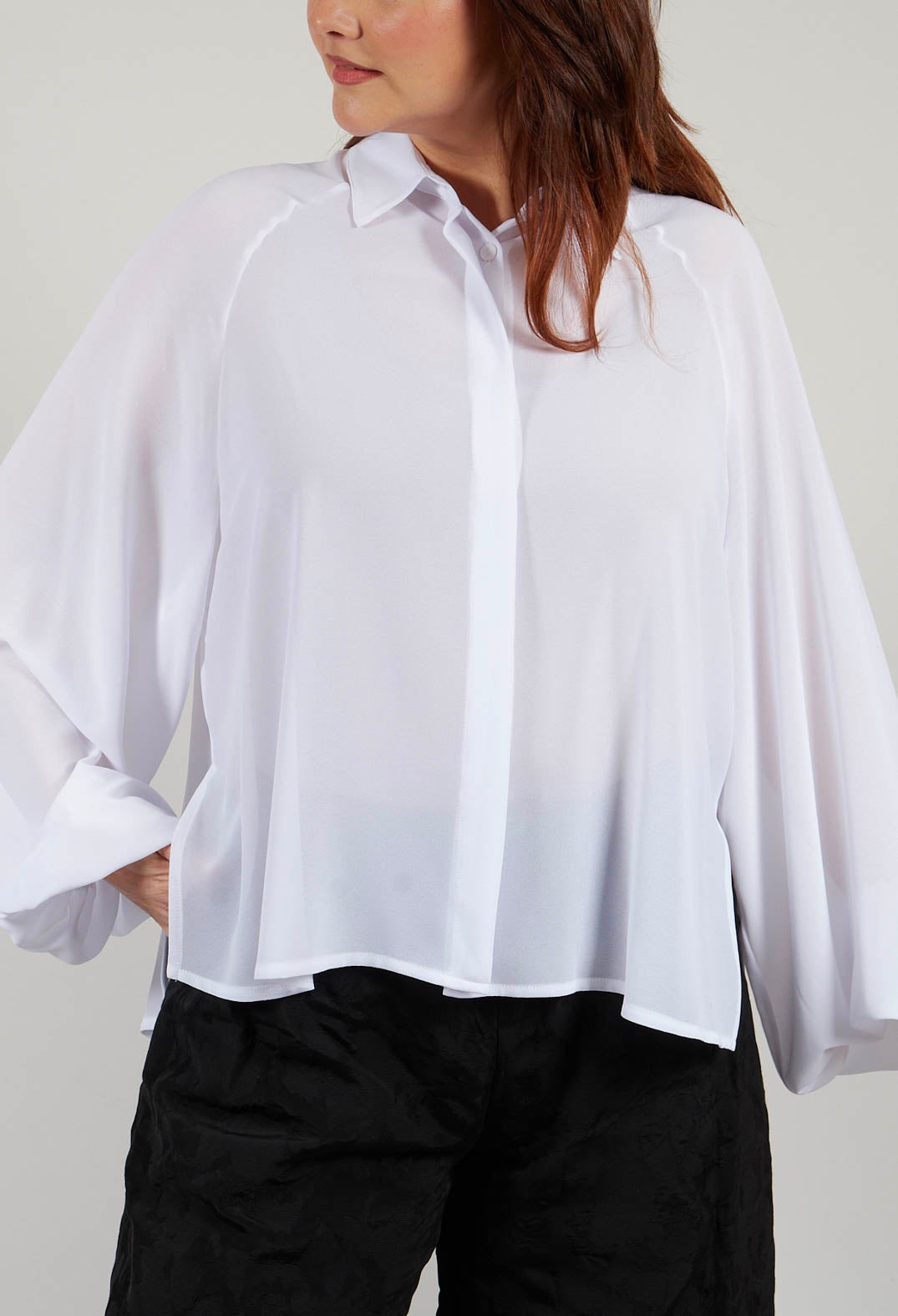Aysmmetric Shirt in Georgette White