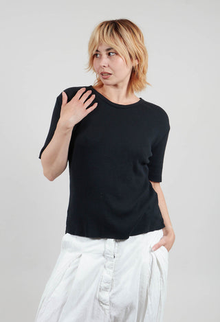 Colmar Jersey T Shirt with Ribbed Effect in Black