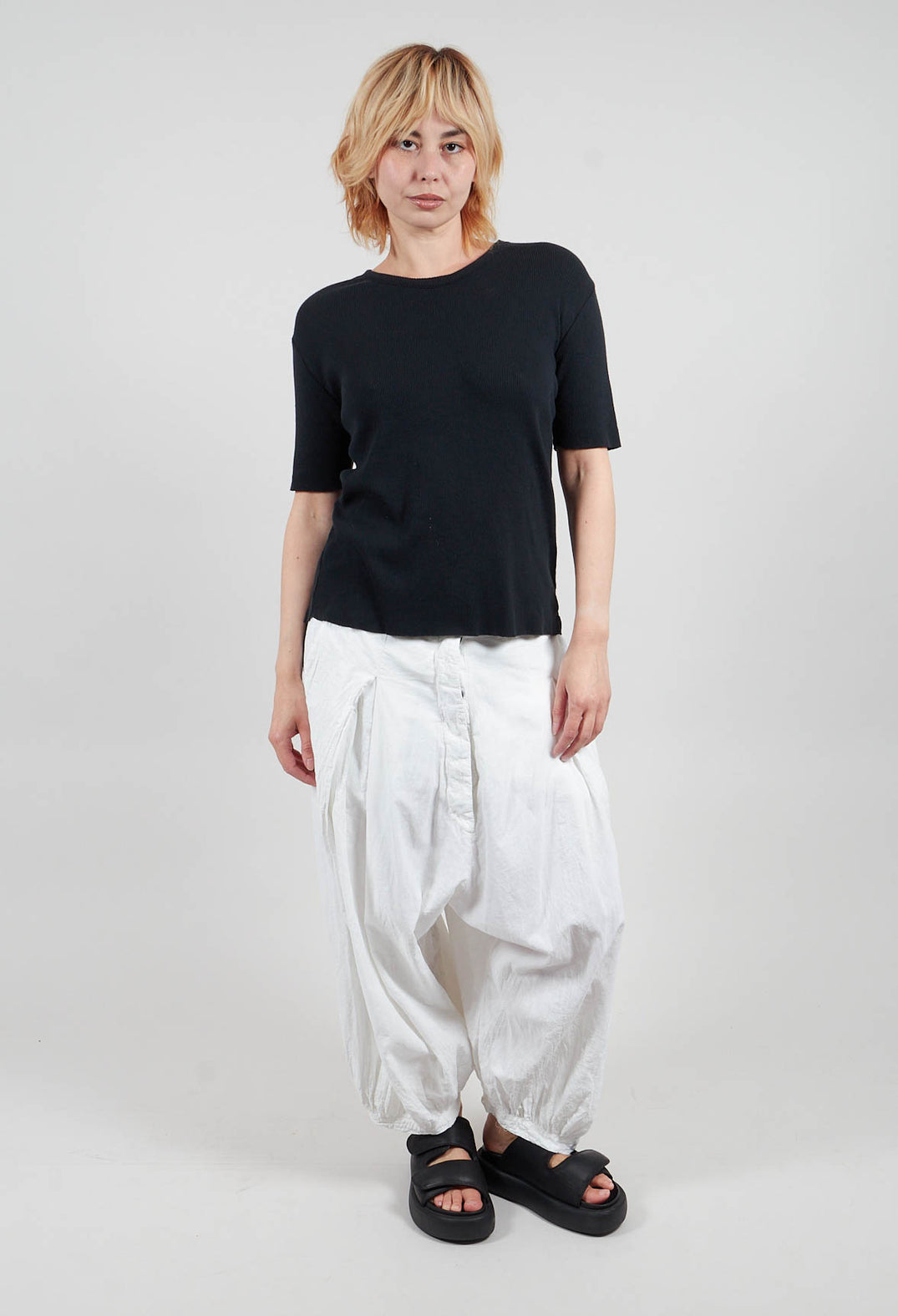 Colmar Jersey T Shirt with Ribbed Effect in Black