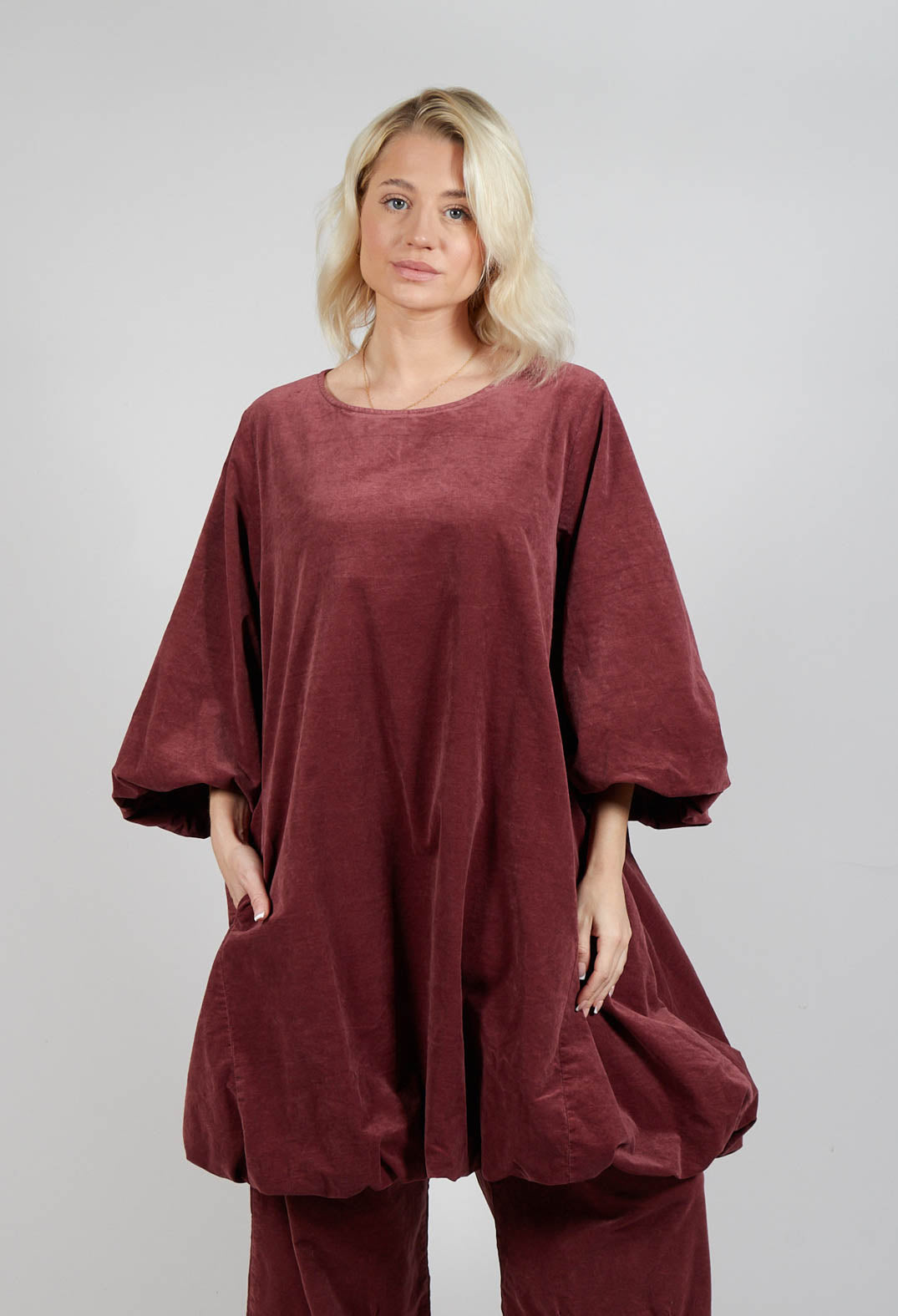 Balloon Sleeve Dress in Rust