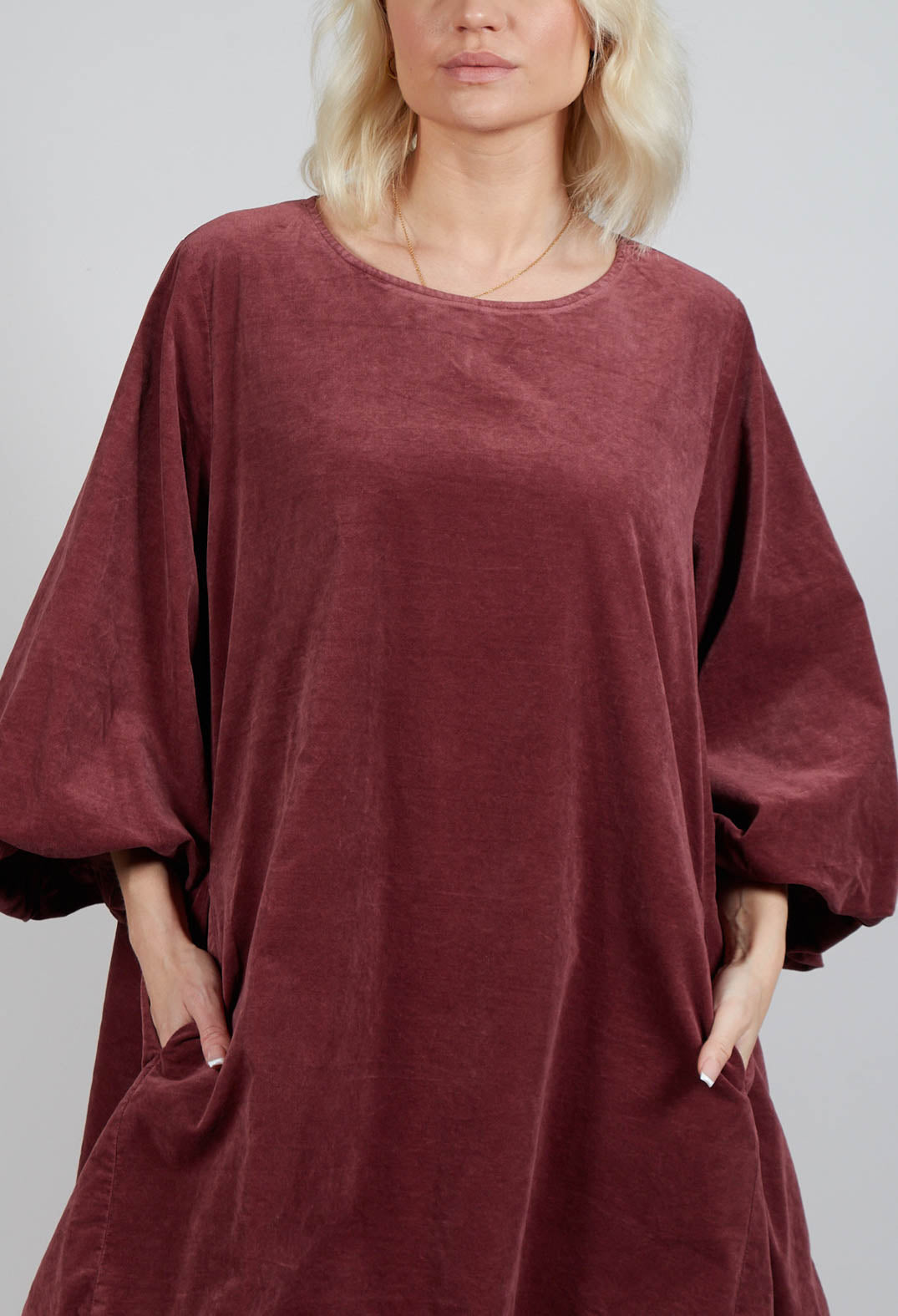 Balloon Sleeve Dress in Rust