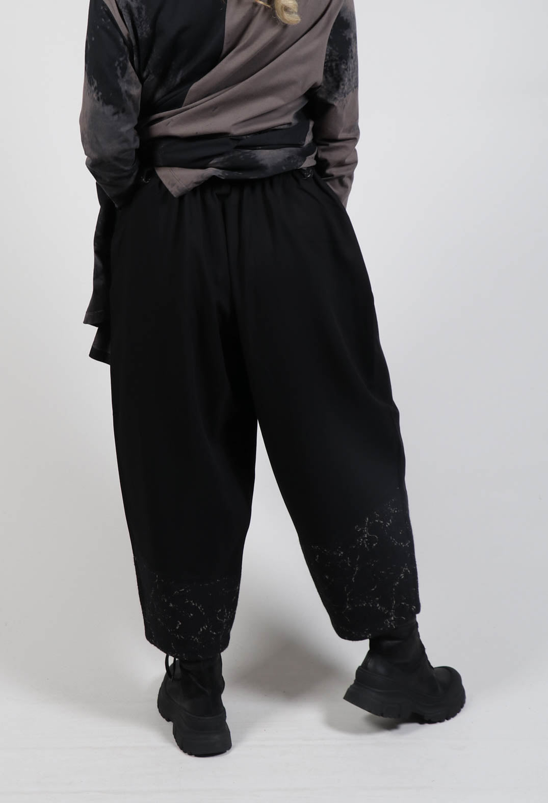 Balloon Trousers with Hem Detail in Black