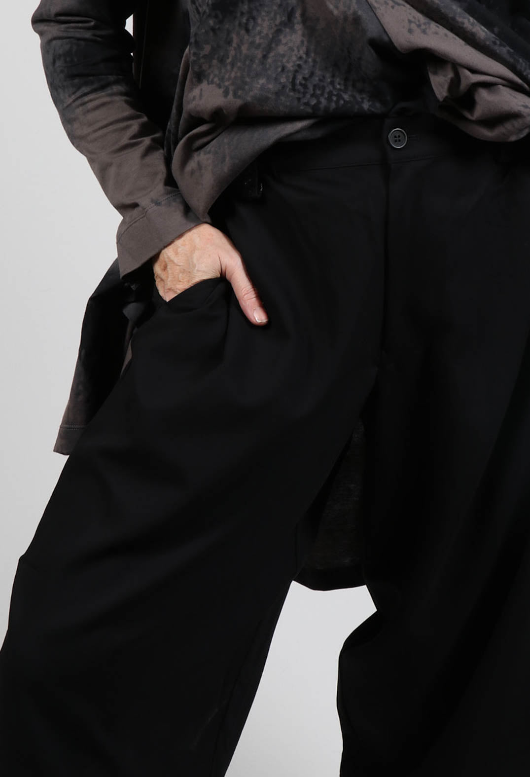 Balloon Trousers with Hem Detail in Black