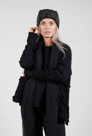 Beanie Hat in Black Jacquard