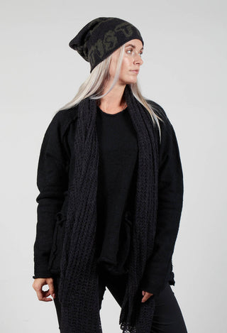 Beanie Hat in Black Jacquard