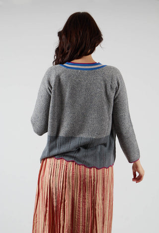 Bell Frill V Neck Jumper in Coal Met Taupe