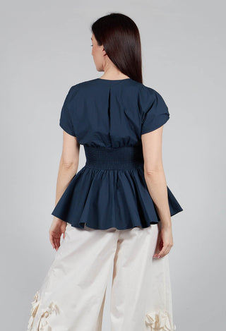 Belt Front Blouse in Navy