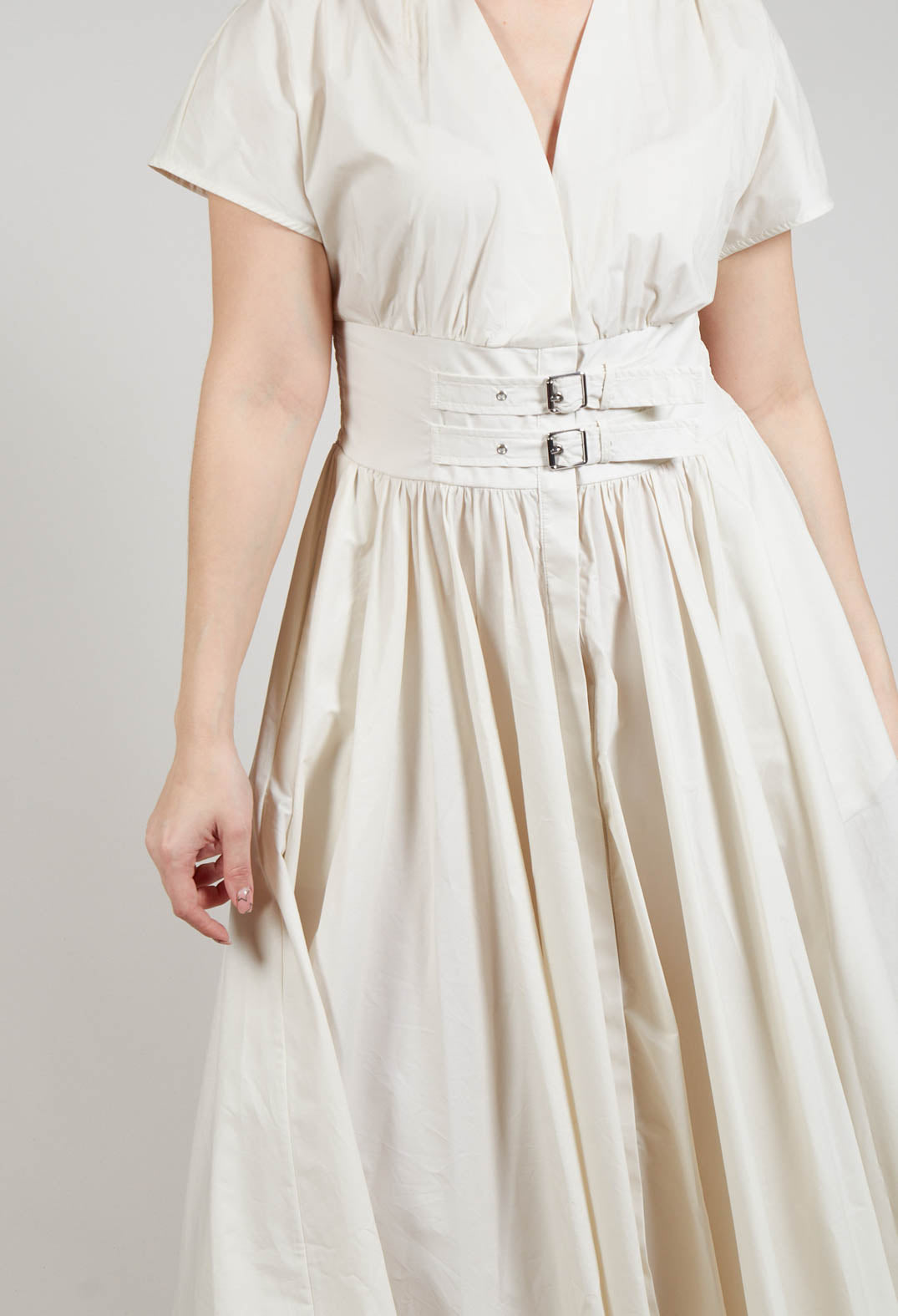 Belt Front Maxi Dress in Cream