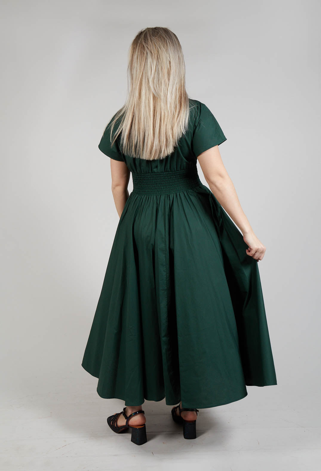 Belt Front Maxi Dress in Green