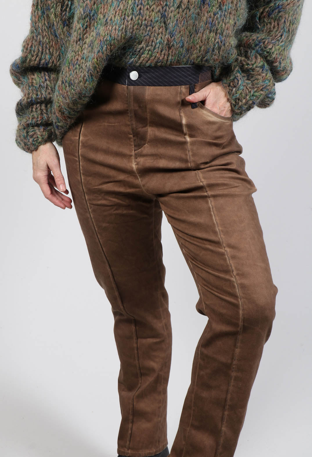 Bleached Jean Trousers in Brown