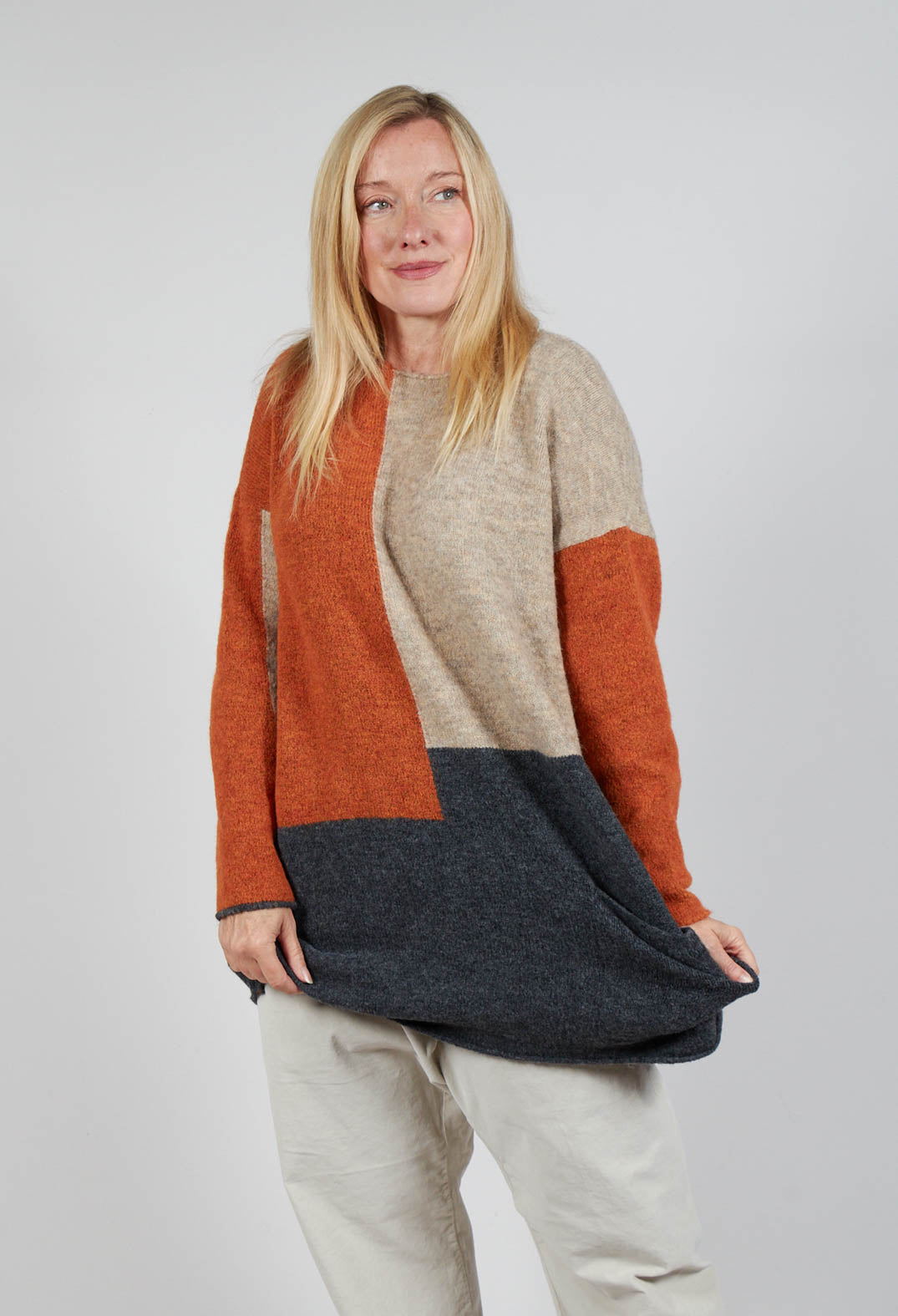 Block Colour Jumper in Zucca Corda