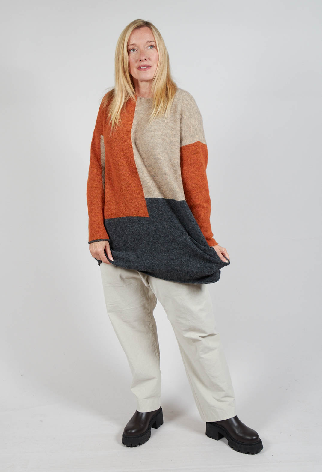 Block Colour Jumper in Zucca Corda