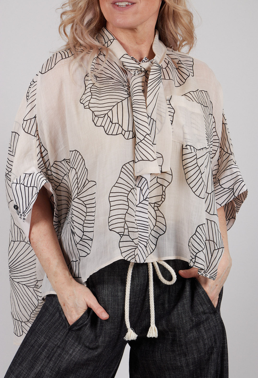 Blouse in Stampa Oyster